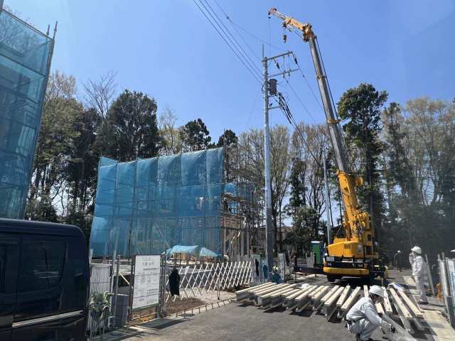 西初石の現場で建て方やってました！R4.04.12